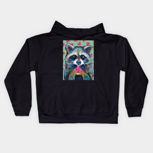 Cute RACCOON WITH WATERMELON STICKER Kids Hoodie